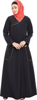 Momin Libas Polyester Solid Burqa(Black)