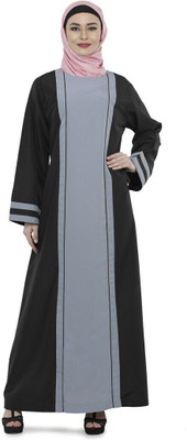 Momin Libas Polyester Abaya(Black, Grey)