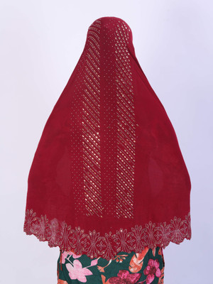 TEXNOVA Polyester Self Design Abaya(Red)