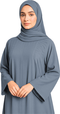 aaruh Polyester Solid Abaya(Grey)