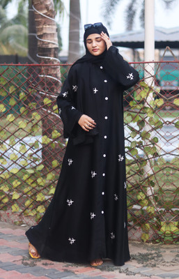 BURAQUE ENTERPRISES Polyester Abaya With Hijab(Black)
