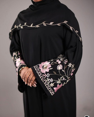 Firduas Cotton Blend Self Design Burqa With Hijab(Black)