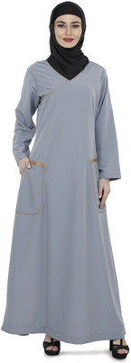 Momin Libas Polyester Solid Burqa(Grey)