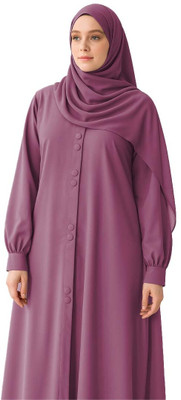 aaruh Polyester Solid Abaya(Pink)