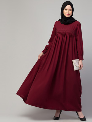 Subeda Nida Matte Solid Abaya(Maroon)