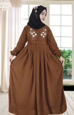 Future capital Georgette Self Design Abaya With Hijab(Black)