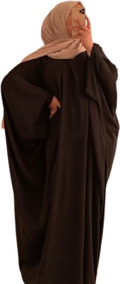 ovais abaya collection Nida Matte Solid Abaya With Hijab(Black)