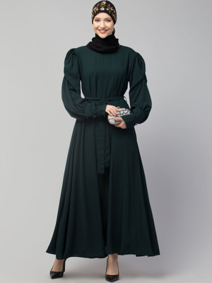 Nazneen Nida Matte Solid Abaya(Green)