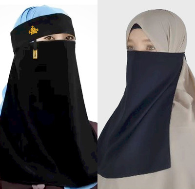 CRENCH CREATION Chiffon Solid Naqab(Black)