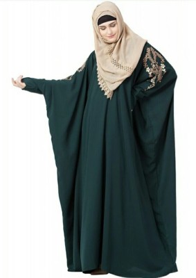 recent tdrends Crepe Solid Abaya With Hijab(Green)