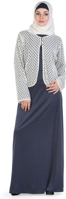 FORELEVY Polyester Solid Abaya(Blue)