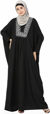 Momin Libas Polyester Self Design Abaya(Black)