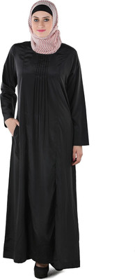 Momin Libas Polyester Solid Abaya(Black)