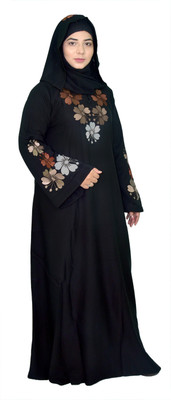DCSTORE1 Polyester Burqa With Hijab(Black)