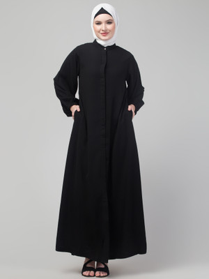 NAZNEENFASHIONN Nida Matte Solid Abaya(Black)