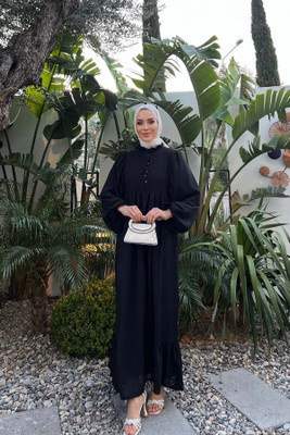 SARINKU Georgette Self Design Abaya(Black)