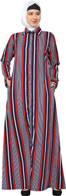 Momin Libas Polyester Striped Abaya(Multicolor)