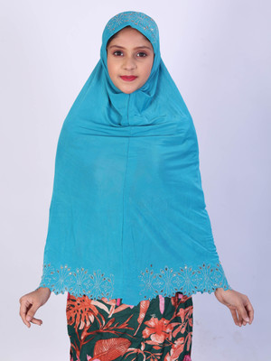 TEXNOVA Polyester Self Design Abaya(Blue)