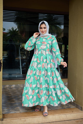 SARINKU Nida Matte Printed Abaya(Multicolor)