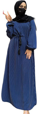 Queen hijab Cotton Blend Solid Burqa With Hijab(Blue)