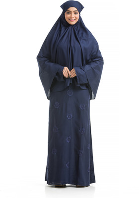 The Ocean Export and Import Cotton Blend Burqa With Hijab(Blue)