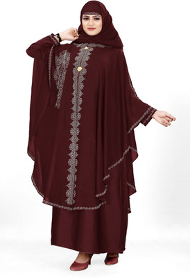 Bhumi fab Nida Matte Solid Burqa With Hijab(Maroon)
