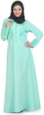 Momin Libas Polyester Solid Abaya(Green)