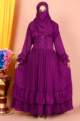 uc enterprise Cotton Blend Abaya With Hijab(Purple)