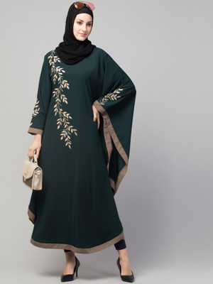 recent tdrends Crepe Solid Abaya With Hijab(Green)