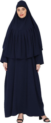 BT - Being Traditional Nida Matte Solid Abaya With Hijab(Blue)