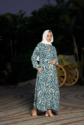 bhavyata Cotton Blend Abaya(Blue, White)