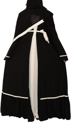 rentop Nida Matte Self Design Abaya With Hijab(Black, White)