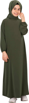 kashaf store Chiffon Burqa With Hijab(Green)