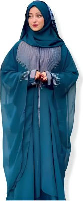 kashaf store Nida Matte Abaya With Hijab(Blue)