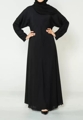 ArabianDesinger Nida Matte Self Design Abaya With Hijab(Black)