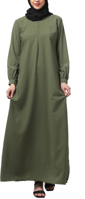 MATIFA Nida Matte, Kashibo Solid Abaya With Hijab(Green)