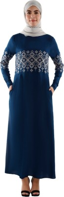 SILK ROUTE London Polyester Solid Abaya(Blue)