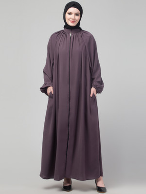 NAZNEENFASHIONN Nida Matte Solid Abaya(Purple)