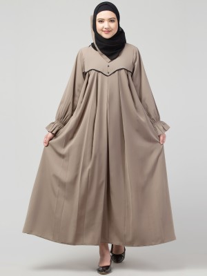 N4N Garments Nida Matte Solid Burqa With Hijab(Beige, Black)