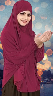 RS TRADERS Cotton Silk Self Design Abaya(Maroon)
