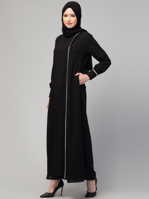 Subeda Polyester Solid Abaya(Black)