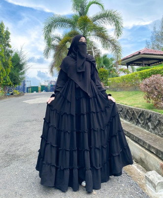 aK collection Polyester Self Design Burqa With Hijab(Black)