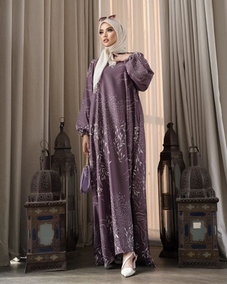 SARINKU Nida Matte Printed Abaya(Maroon)