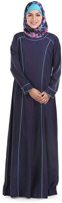 Momin Libas Polyester Solid Abaya(Blue)