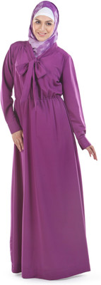 Momin Libas Polyester Solid Abaya(Purple)