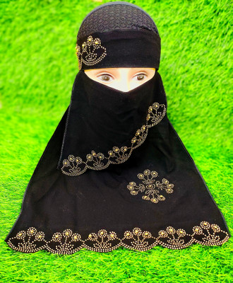 Nalmie Chiffon Solid Naqab(Black)
