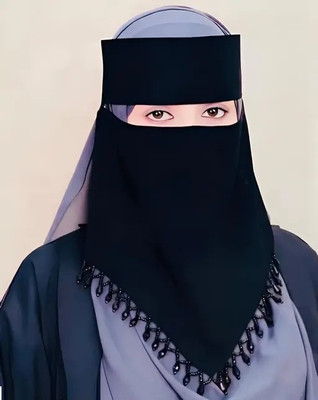 Dhyeyu Chiffon Self Design, Solid, Striped Naqab(Black)