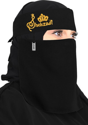 ABEEHAS Chiffon Solid Naqab(Black)