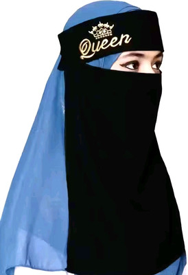 SAINA VIOLETS Chiffon Solid Naqab(Black)