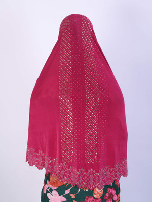 TEXNOVA Polyester Self Design Abaya(Pink)